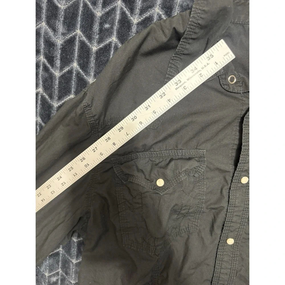 True Religion Men's Shirt Western Black pearl Snap Button Up Size 2XL